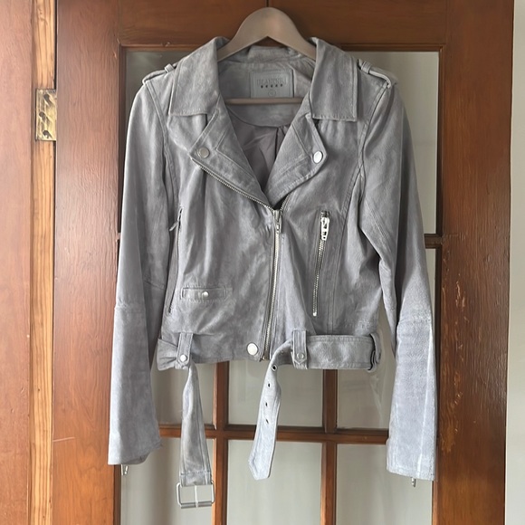 Blank NYC Suede Moto Jacket in Cloud Grey - Picture 3 of 6